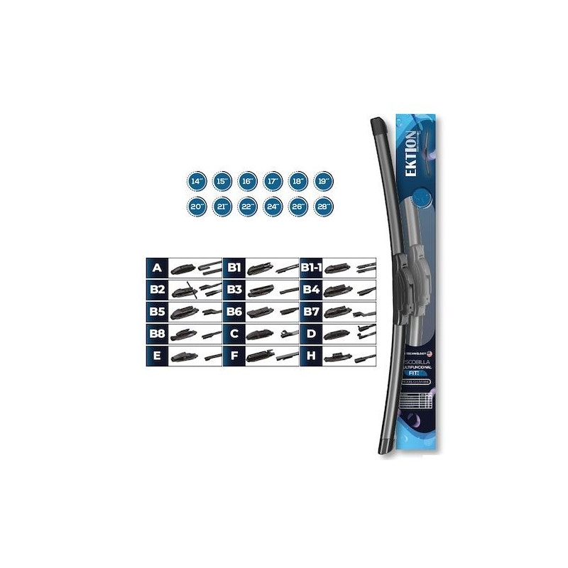Plumilla trasera Ektron 14 pulgadas 10 adaptadores